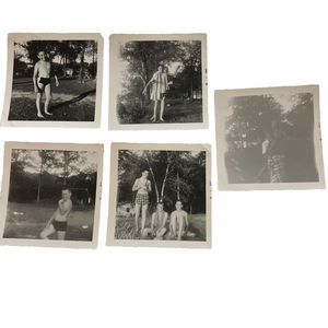 Vintage B&W Photos 5 Pics From 1961 60s Young Boys Vacation Lake Swimming‎ Fun